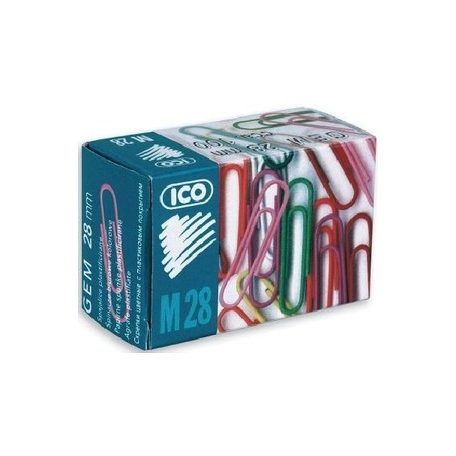 Gémkapocs 28mm, ICO 28 mm, kerek, papírdobozos, 100 db-os, színes
