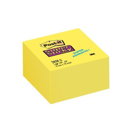 3M POST-IT SUPER STICKY öntapadó jegyzettömb 76x76mm, 90/350 lap, sárga